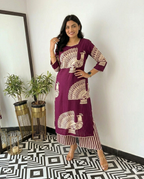 Mustard Yellow & Wine Co-Ord Set for Women | Kurta and Pant Set