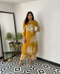 Mustard Yellow & Wine Co-Ord Set for Women | Kurta and Pant Set