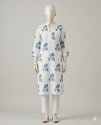 Premium Floral Fine Cotton Kurti Pant Set | Stylish Summer Co-ord Set