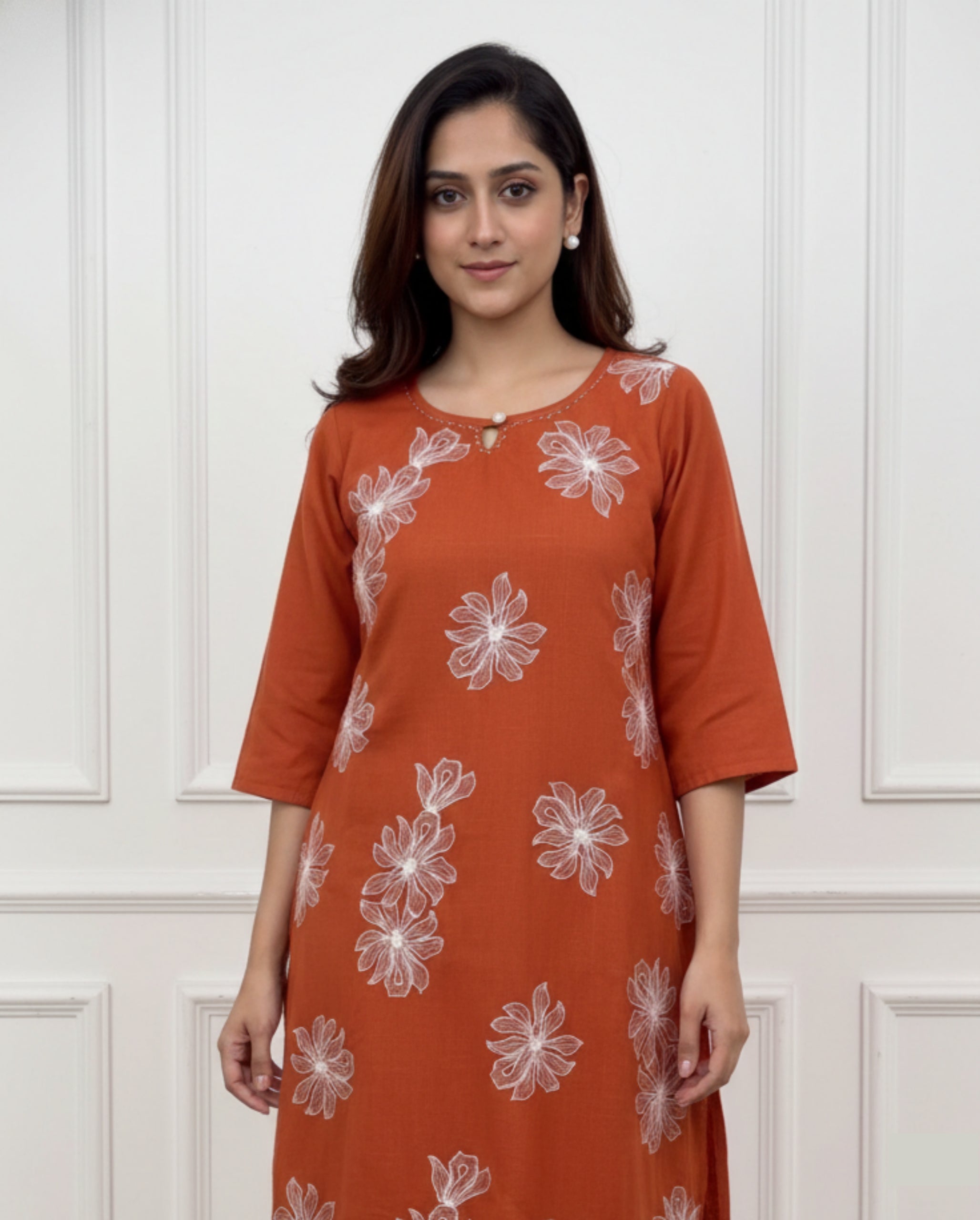 Embroidered A-Line Cotton Kurta and Pant for Women | Best for Everyday Wear