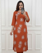 Embroidered A-Line Cotton Kurta and Pant for Women | Best for Everyday Wear