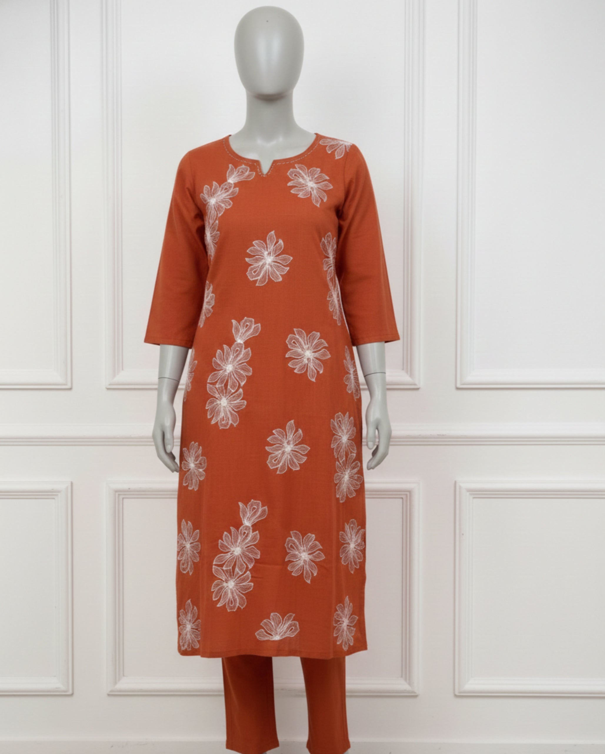 Embroidered A-Line Cotton Kurta and Pant for Women | Best for Everyday Wear