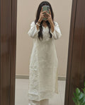 Elegant White Chanderi Kurti Pant Set | Women Ethnic Set