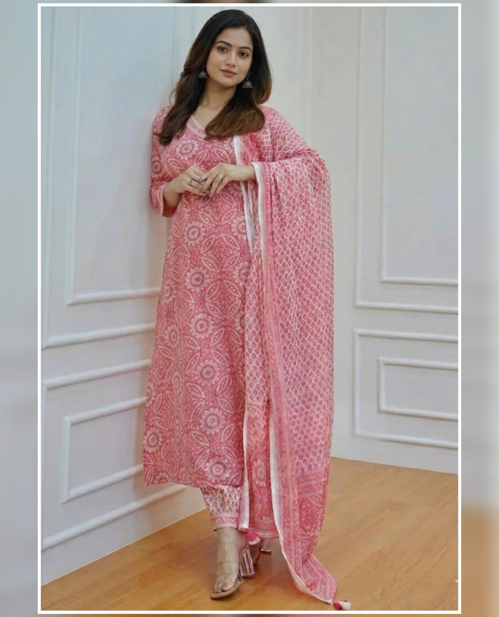 Women's Printed Straight Kurtiz Pant & Dupatta | Floral Print Salwar