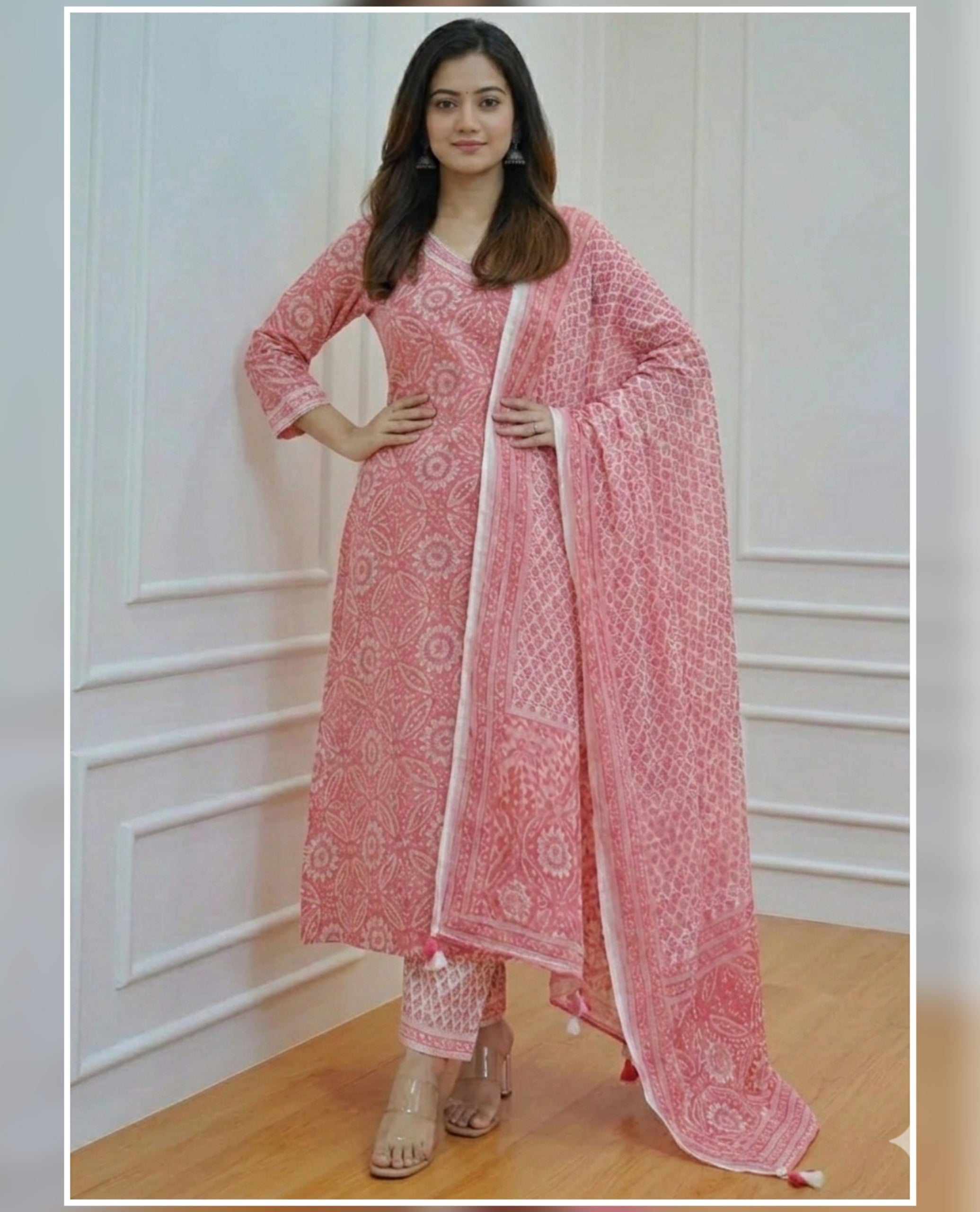 Women's Printed Straight Kurtiz Pant & Dupatta | Floral Print Salwar