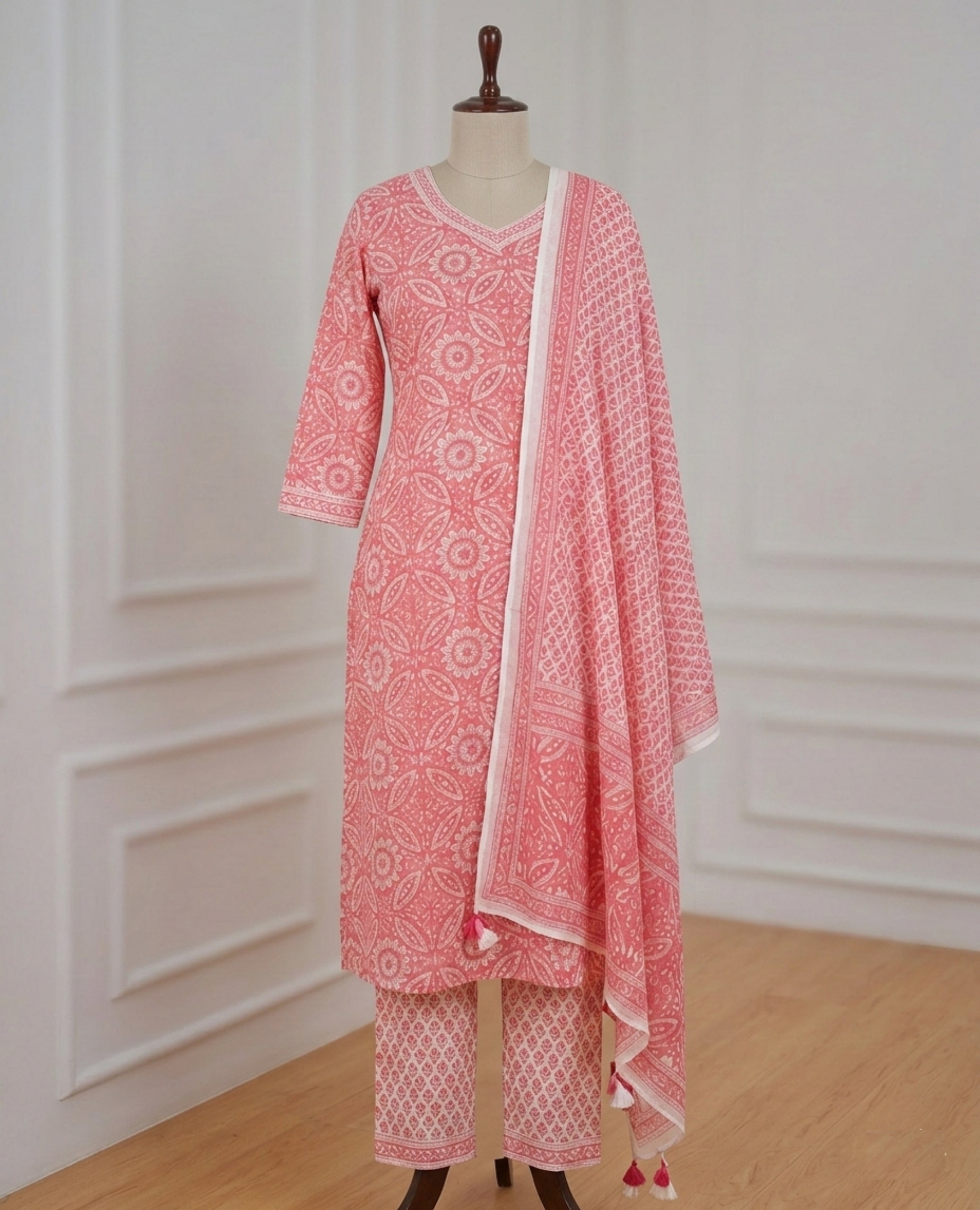 Women's Printed Straight Kurtiz Pant & Dupatta | Floral Print Salwar