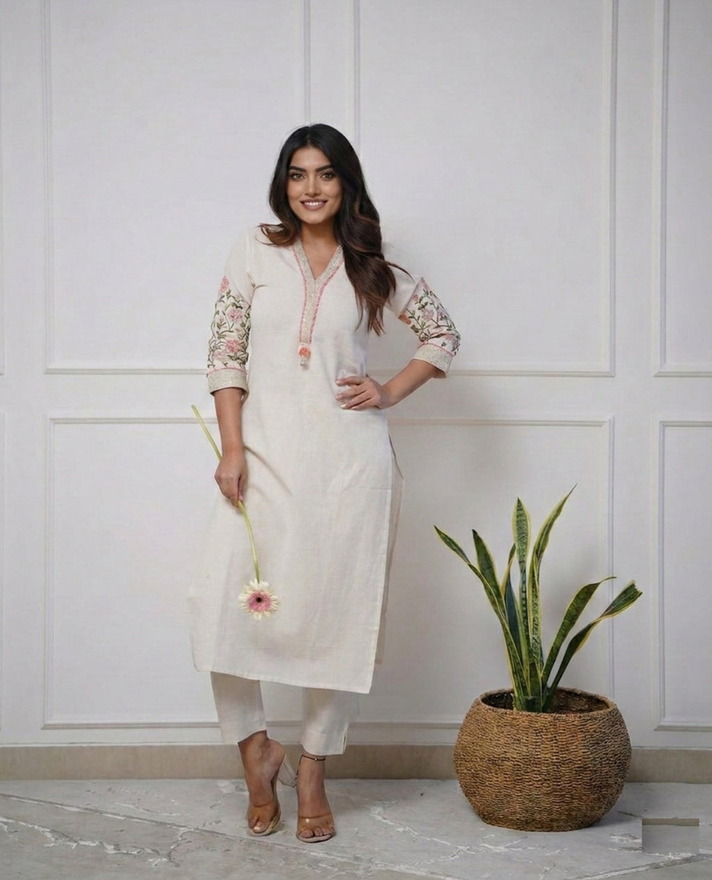 Women's Straight Embroidered Kurta and Pant Set | Made With High Quality Rayon