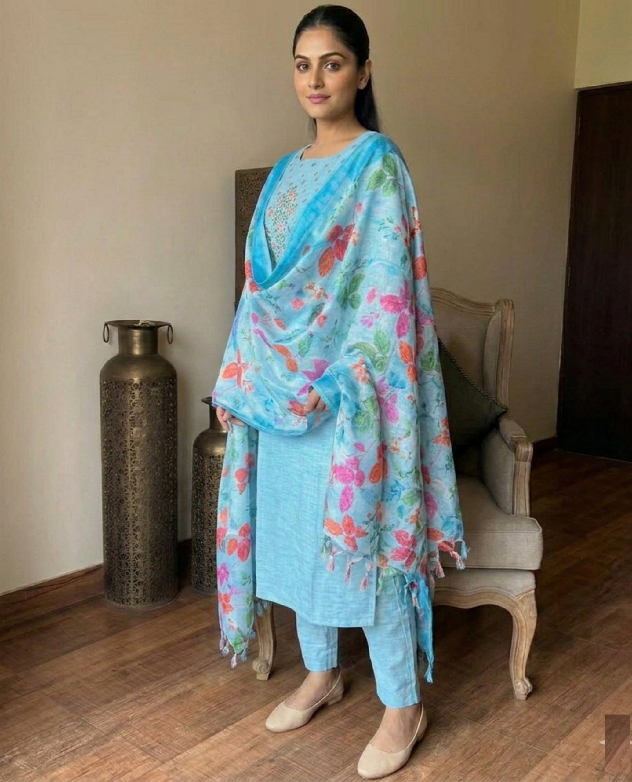Women Kurti Palazzo with Dupatta | 3 Pcs. Set