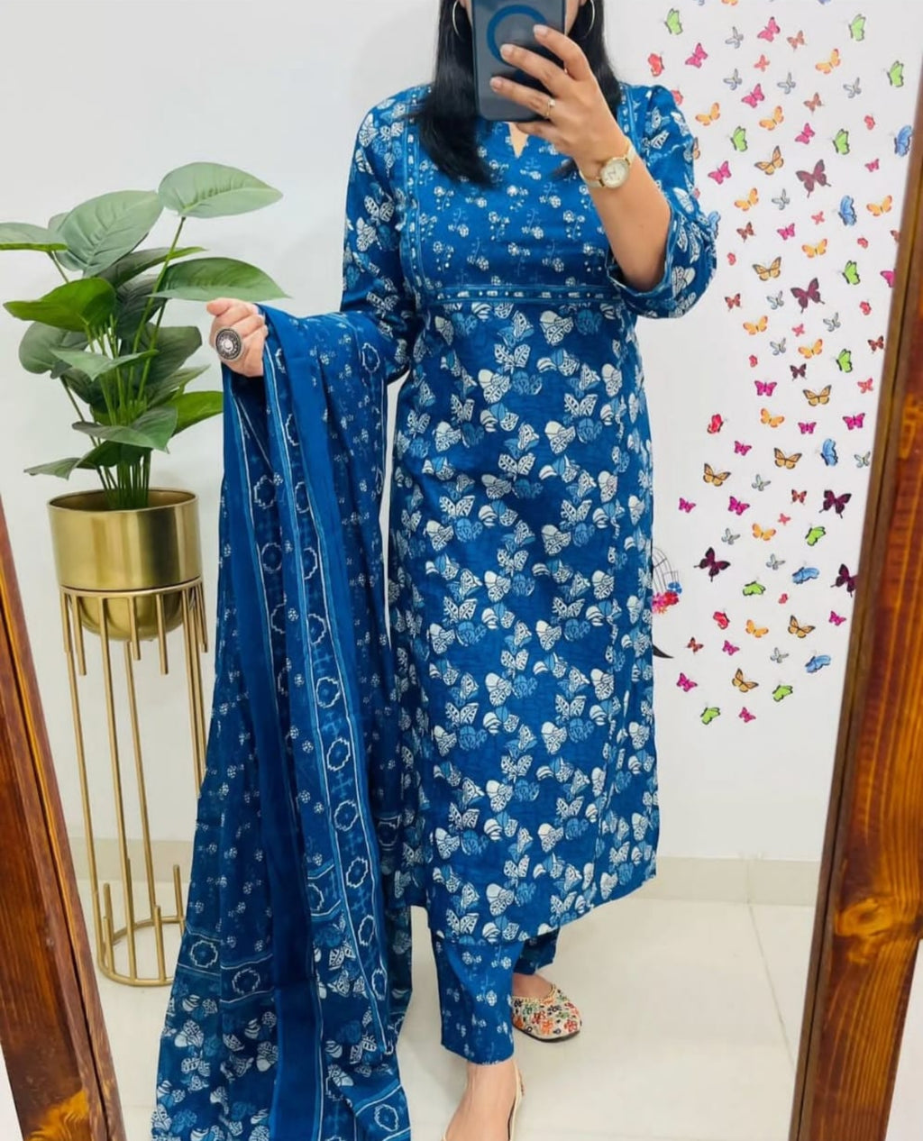 Premium Ajrakh Cotton 3-Piece Suit | Women Kurti Pant attached Dupatta 