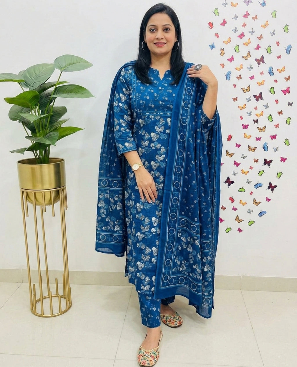 Premium Ajrakh Cotton 3-Piece Suit | Women Kurti Pant attached Dupatta 