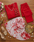 Designer Anarkali Gown with Chiffon Shibori Dupatta | 3 Pcs Suit