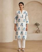 Premium Floral Fine Cotton Kurti Pant Set | Stylish Summer Co-ord Set