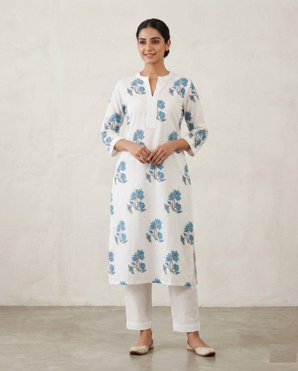 Premium Floral Fine Cotton Kurti Pant Set | Stylish Summer Co-ord Set