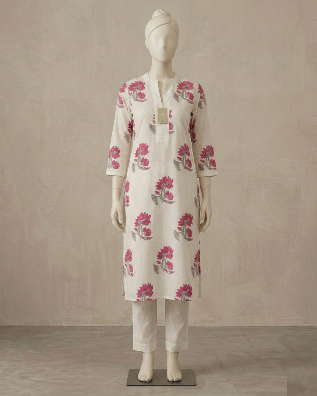 Premium Floral Fine Cotton Kurti Pant Set | Stylish Summer Co-ord Set