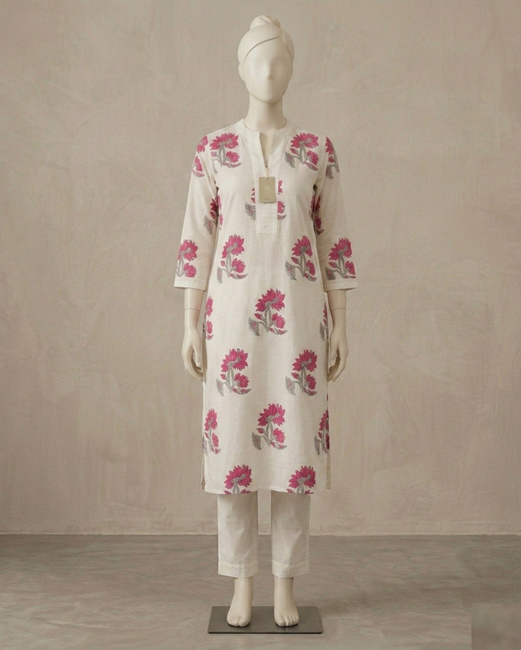 Premium Floral Fine Cotton Kurti Pant Set | Stylish Summer Co-ord Set