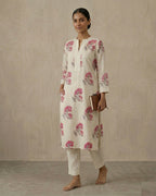 Premium Floral Fine Cotton Kurti Pant Set | Stylish Summer Co-ord Set