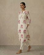 Premium Floral Fine Cotton Kurti Pant Set | Stylish Summer Co-ord Set