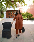 Cotton Slub Kurti Pant for Women | Co-Ord-Set for Women