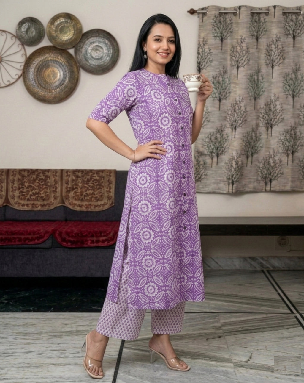 Superb Printed Princess Rayon Co-Ord Set for Women | Kurta and Pant Set