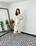 Embroidered Natural Cotton Co-Ord Set for Women | Kurta and Pant Set for Women