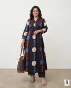 Black Polka Dot Co-Ord Set for Women | Kurta and Pant Set