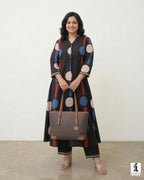 Black Polka Dot Co-Ord Set for Women | Kurta and Pant Set