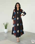 Black Polka Dot Co-Ord Set for Women | Kurta and Pant Set