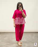 Premium Cotton Chikankari Co-Ord Set | Premium Embroidery on Kurti