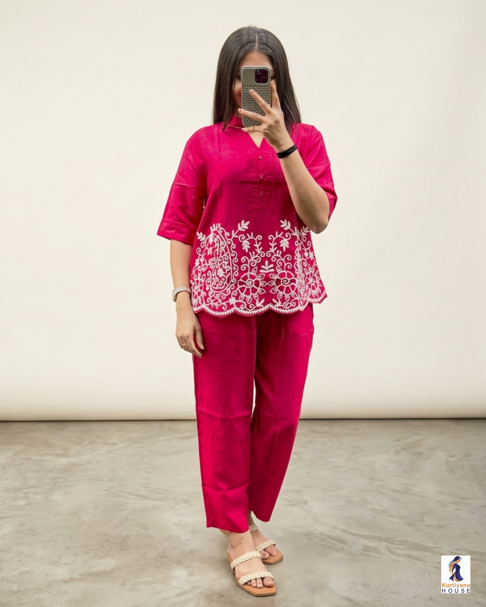 Premium Cotton Chikankari Co-Ord Set | Premium Embroidery on Kurti