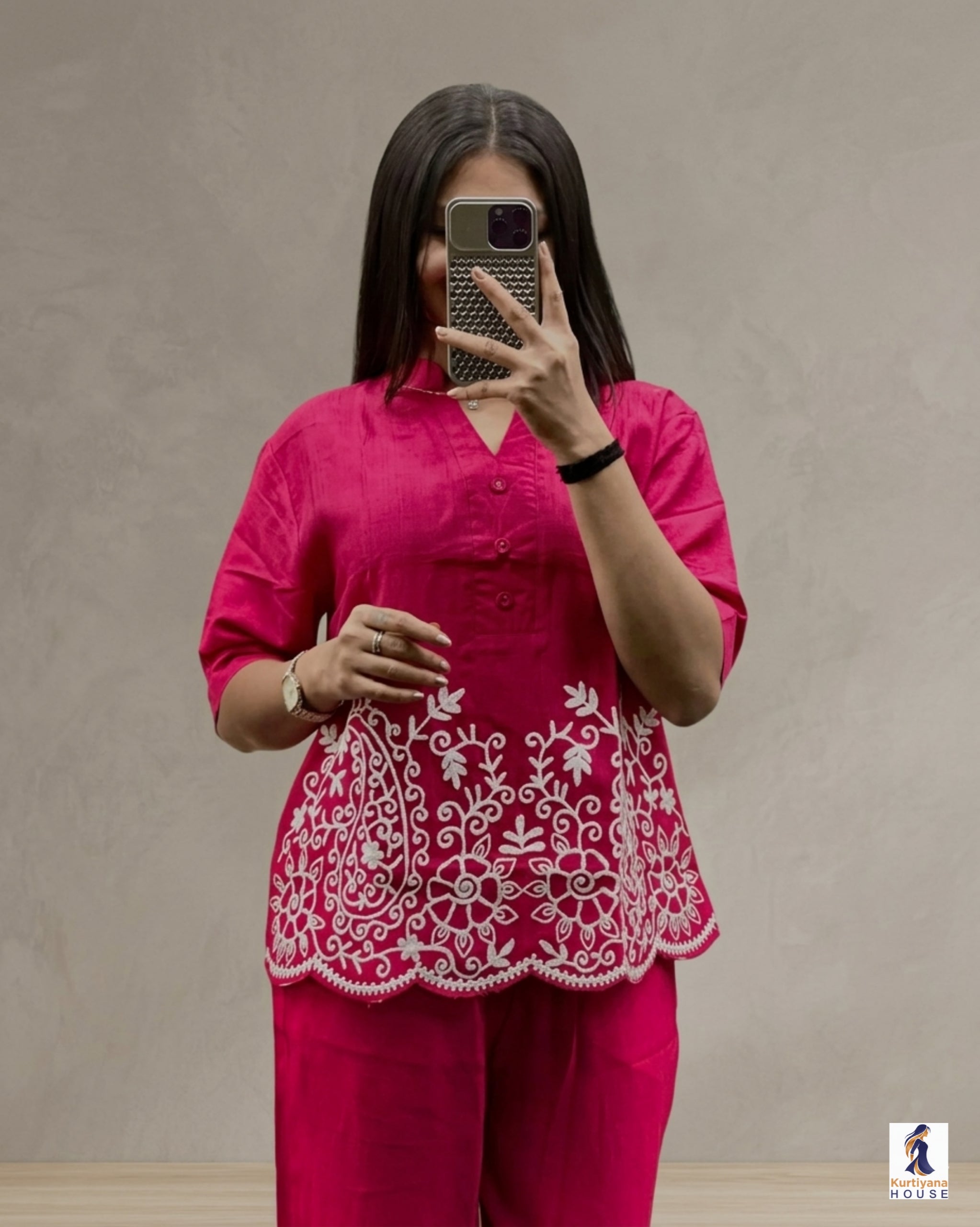 Premium Cotton Chikankari Co-Ord Set | Premium Embroidery on Kurti