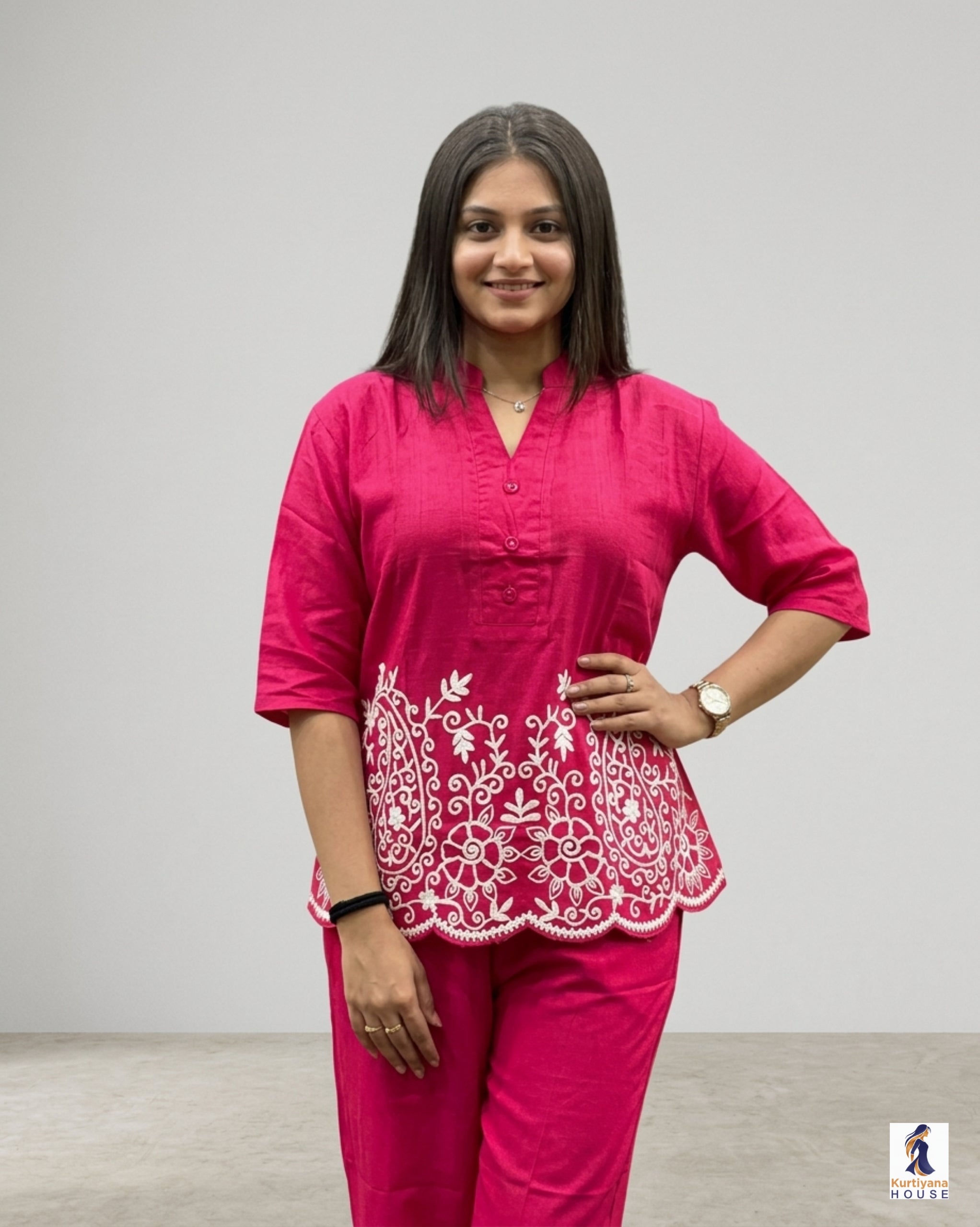 Premium Cotton Chikankari Co-Ord Set | Premium Embroidery on Kurti
