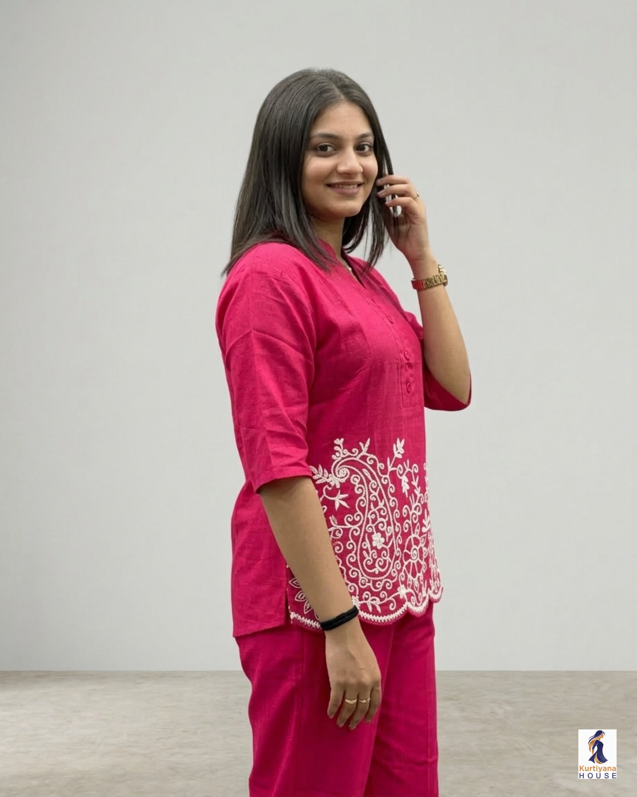 Premium Cotton Chikankari Co-Ord Set | Premium Embroidery on Kurti