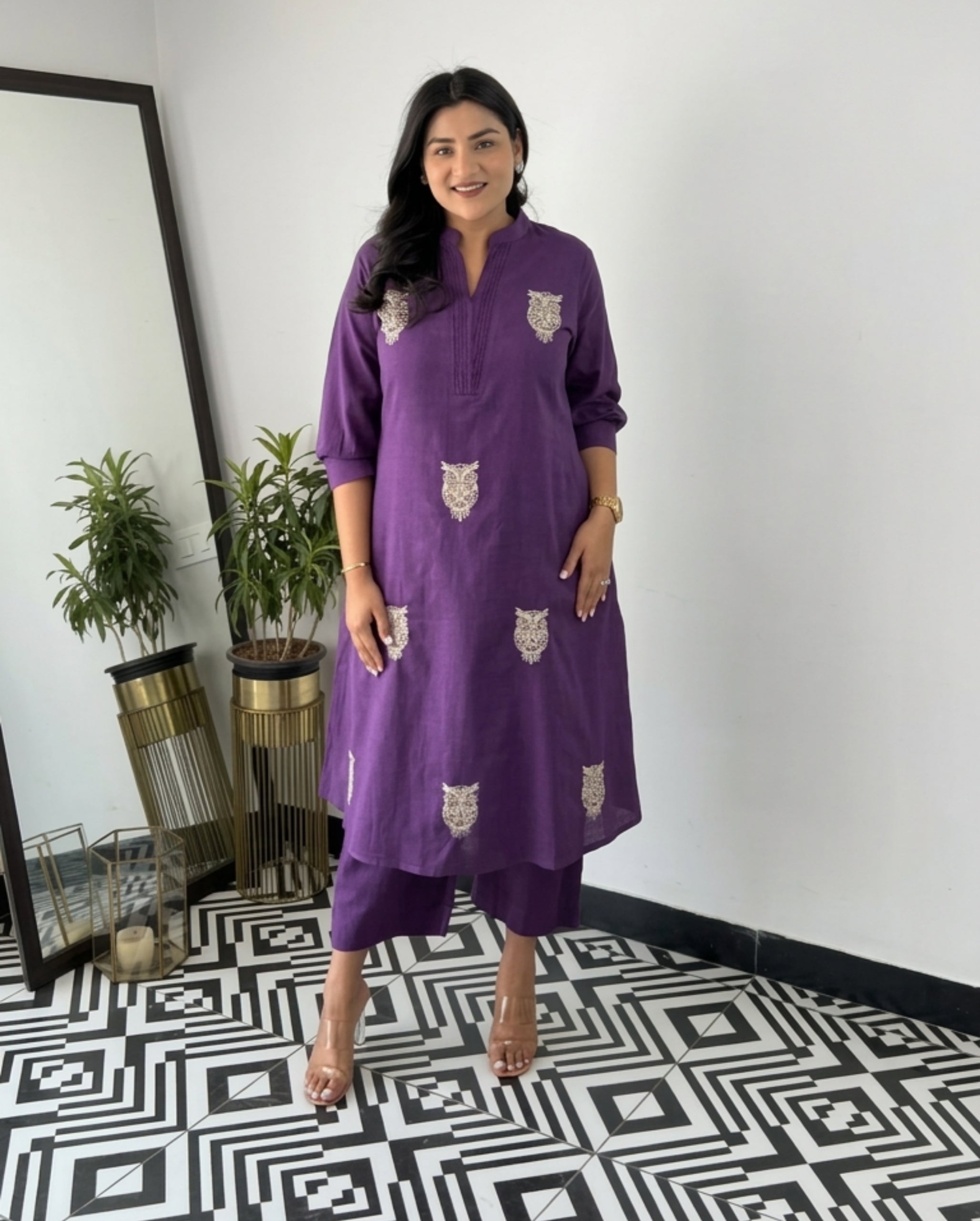 Beautiful Embroidered Cotton Kurti Pant Set for Women | Kurta and Pant Set