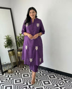 Beautiful Embroidered Cotton Kurti Pant Set for Women | Kurta and Pant Set