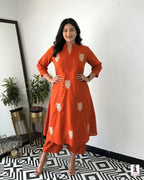 Beautiful Embroidered Cotton Kurti Pant Set for Women | Kurta and Pant Set