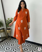 Beautiful Embroidered Cotton Kurti Pant Set for Women | Kurta and Pant Set