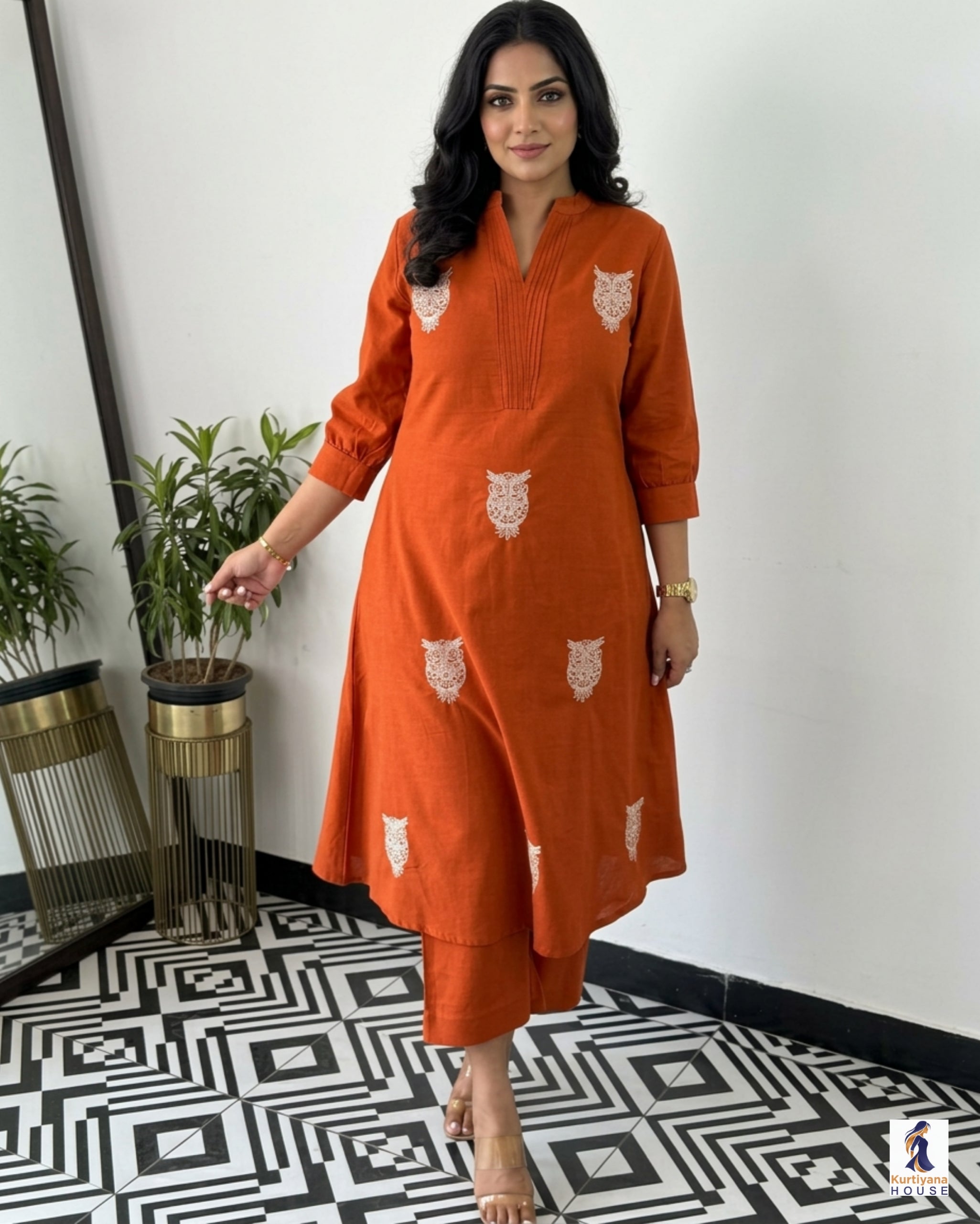 Beautiful Embroidered Cotton Kurti Pant Set for Women | Kurta and Pant Set
