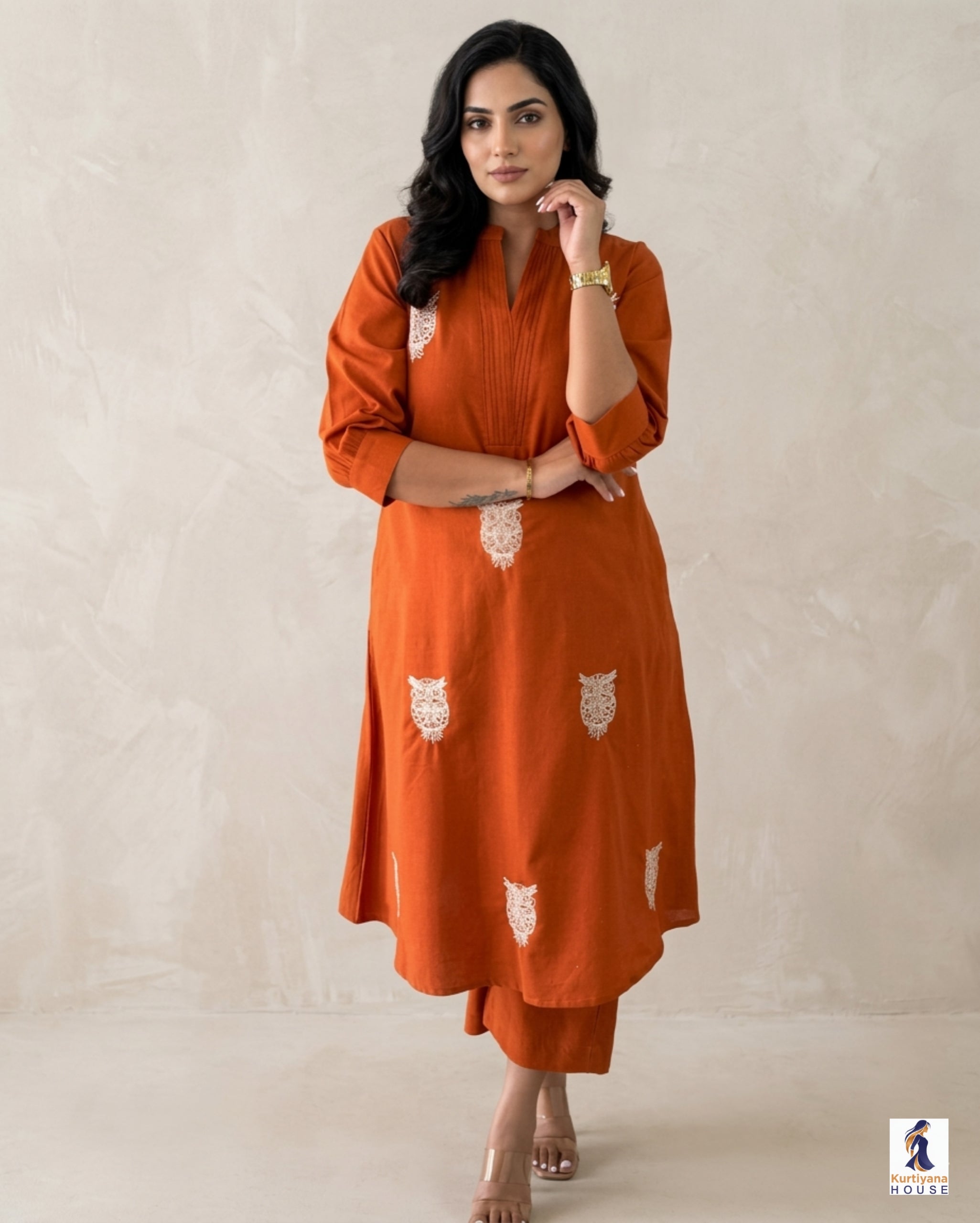 Beautiful Embroidered Cotton Kurti Pant Set for Women | Kurta and Pant Set