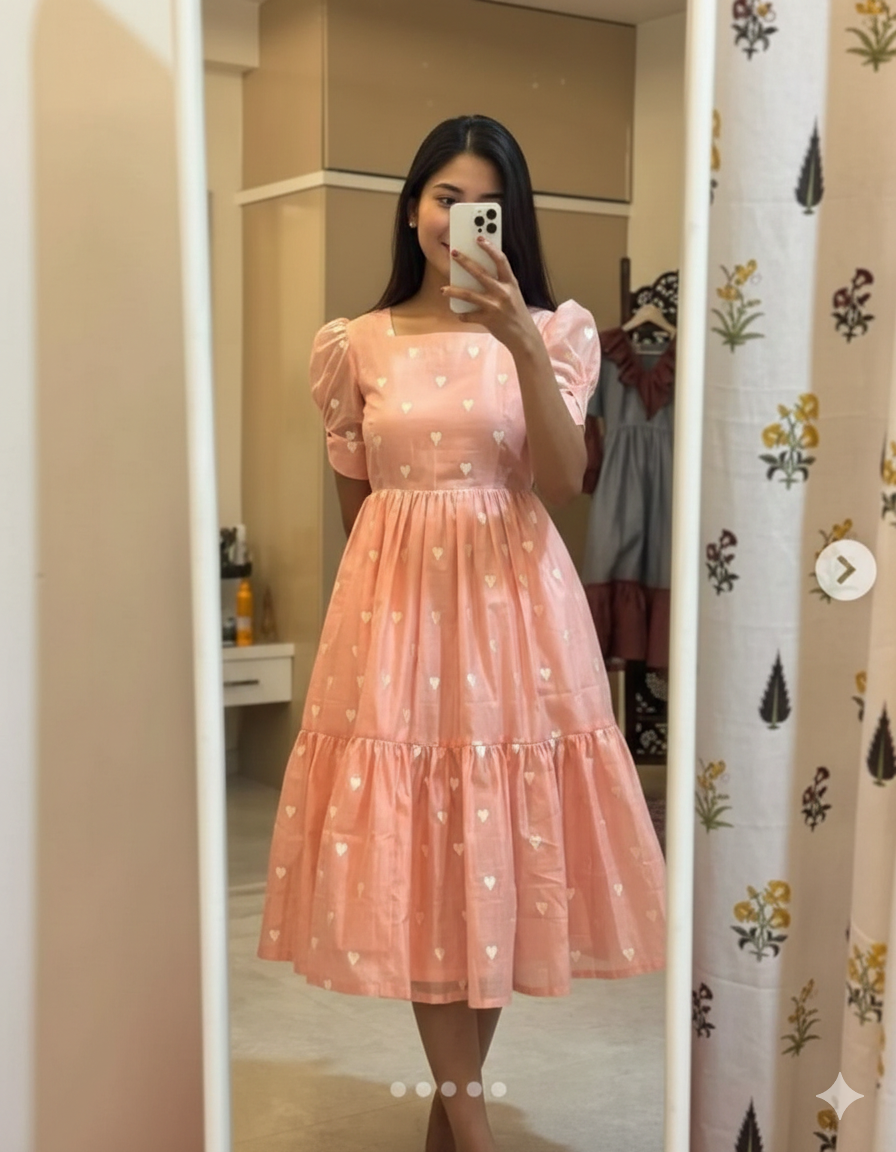 Beautiful Heart Print Full Flair Gown I Trending Design