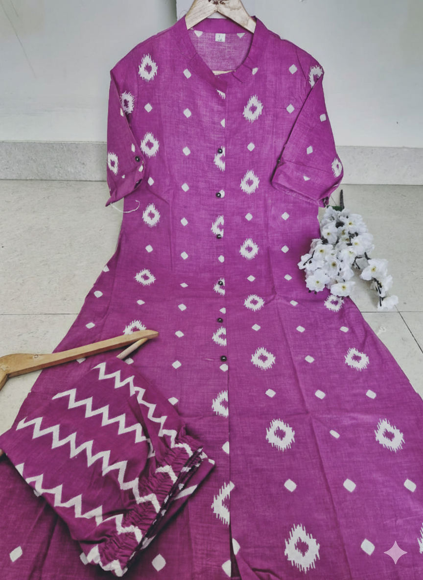 New Trending Design I Premium Floral Fine Cotton Kurti Pant Set I Women's Kurta Set