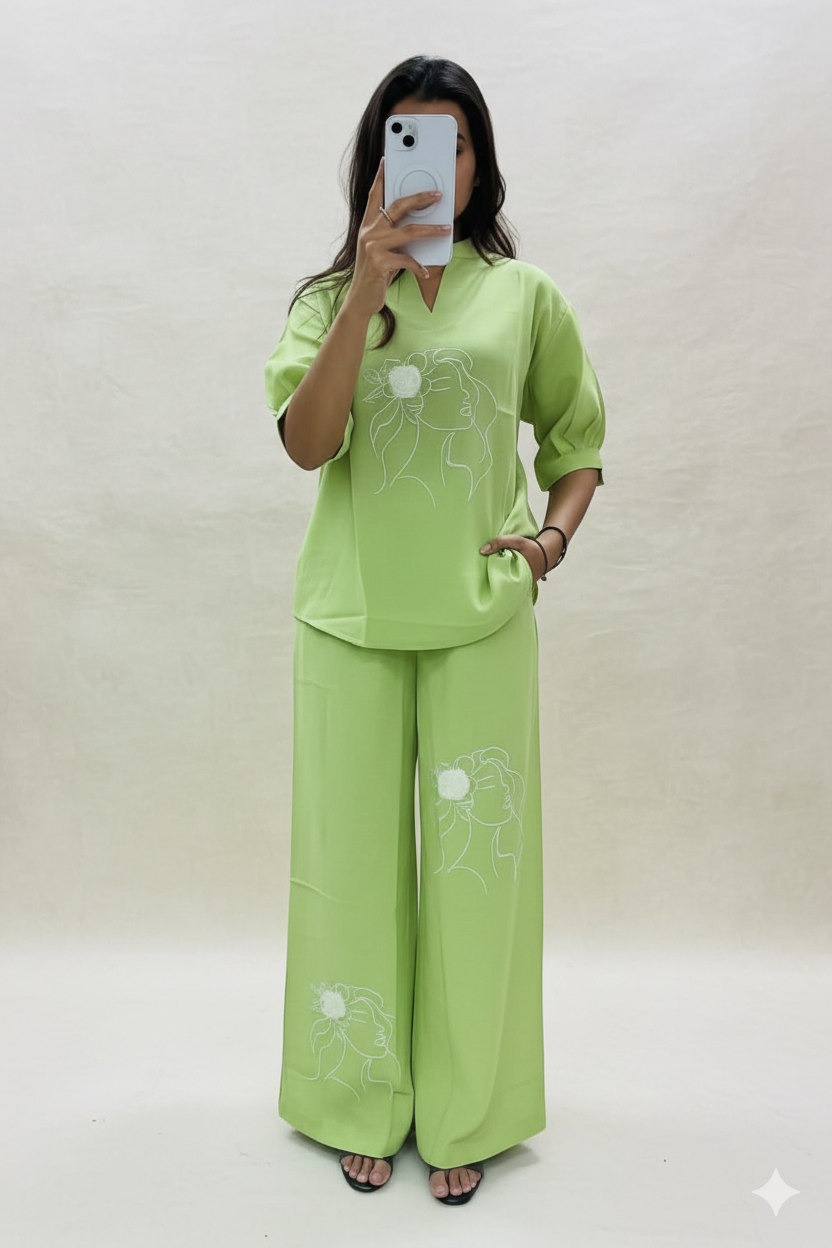 Trending Embroidered Cotton Slub Co-Ord Set I New Trending kurti Design