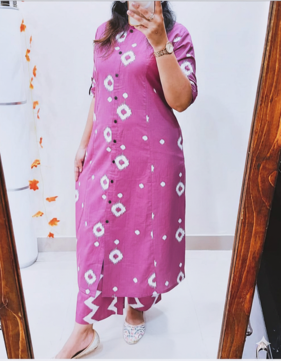 New Trending Design I Premium Floral Fine Cotton Kurti Pant Set I Women's Kurta Set