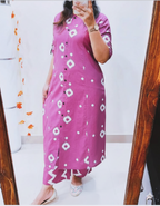 New Trending Design I Premium Floral Fine Cotton Kurti Pant Set I Women's Kurta Set