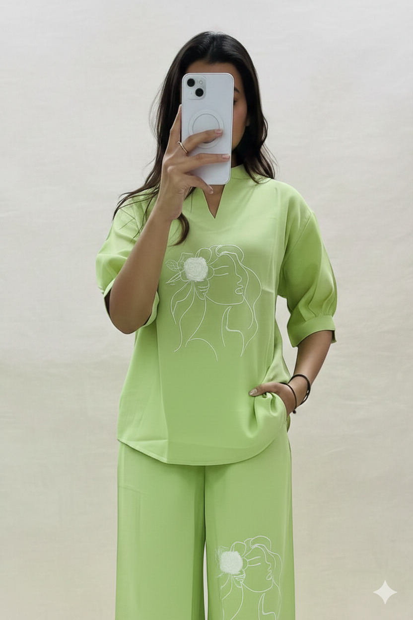Trending Embroidered Cotton Slub Co-Ord Set I New Trending kurti Design