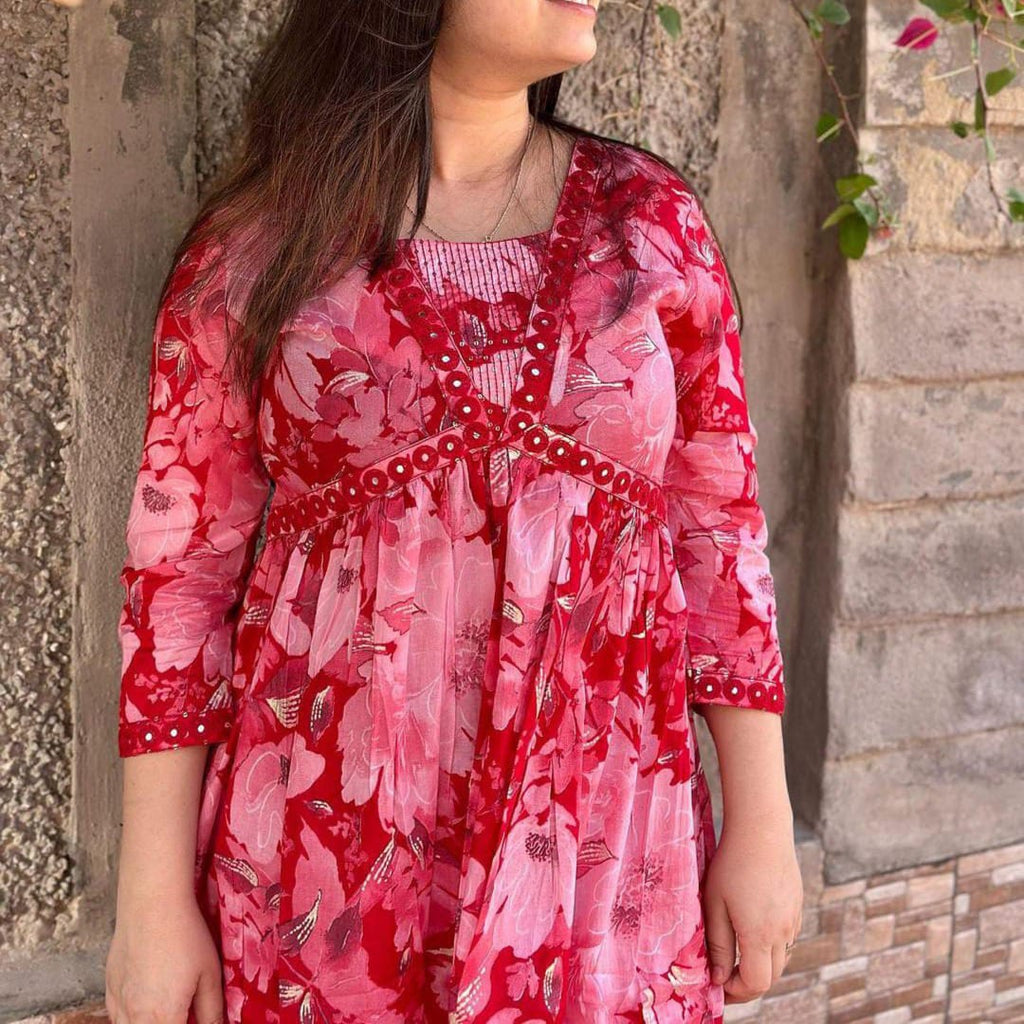 New Aliya Cut Floral Print Suit Set I New Trending Kurti Design I Kurti and Pant Set