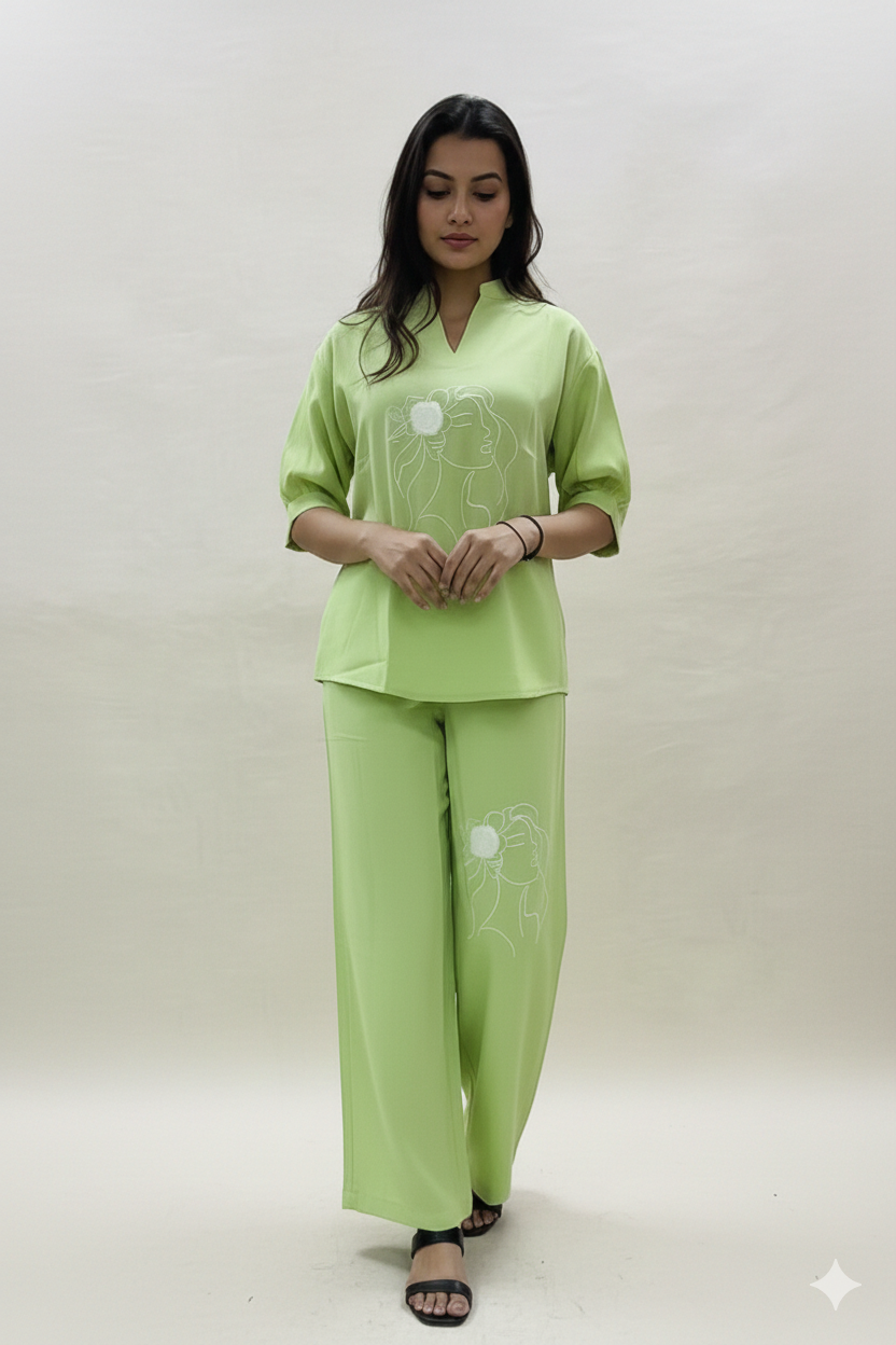 Trending Embroidered Cotton Slub Co-Ord Set I New Trending kurti Design