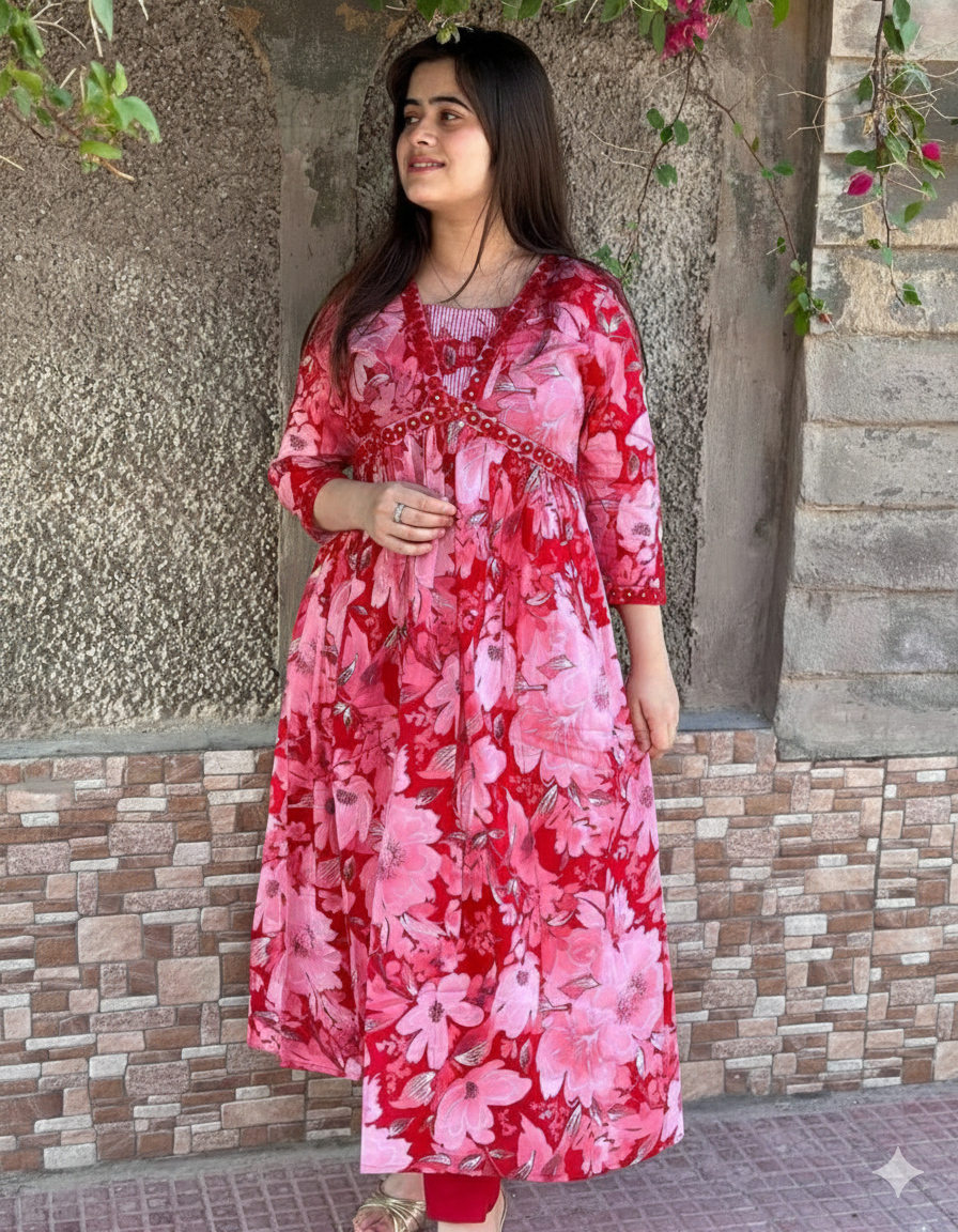 New Launch: Aliya Cut Floral Print Suit Set I New Trending Kurti Design I Kurti and Pant Set