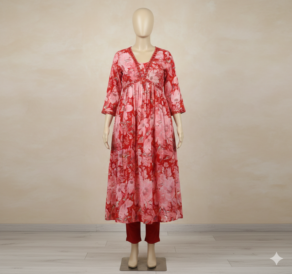 New Aliya Cut Floral Print Suit Set I New Trending Kurti Design I Kurti and Pant Set