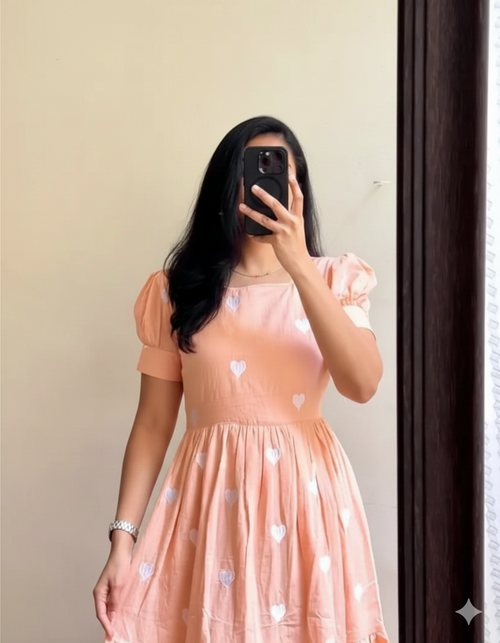 Beautiful Heart Print Full Flair Gown I Trending Design