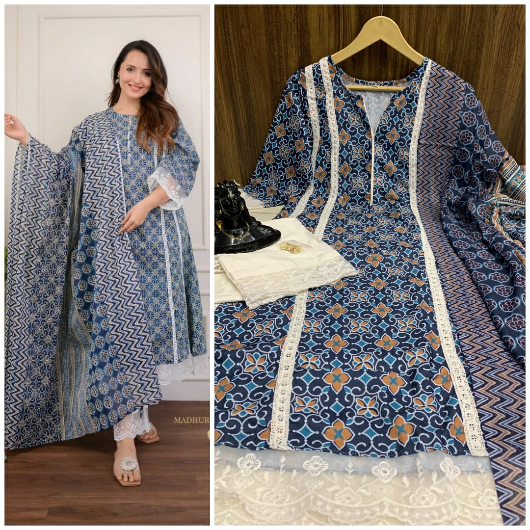 Beautiful Pakistani A-line Rayon Cotton Suit